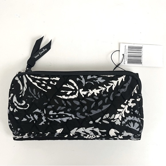 Vera Bradley Crossbody Black Paisley RFID Wallet Clutch Wristlet New With Tags - Picture 2 of 9